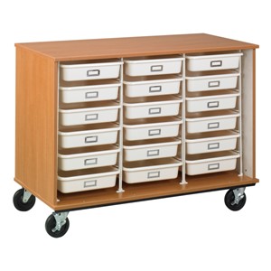 Counter-Height Mobile Heavy-Duty Tray Storage Cabinet - Light Oak